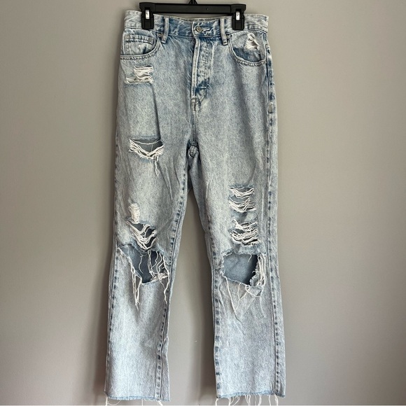 PacSun Denim - PacSun Light Wash Ripped High Rise Straight Jeans